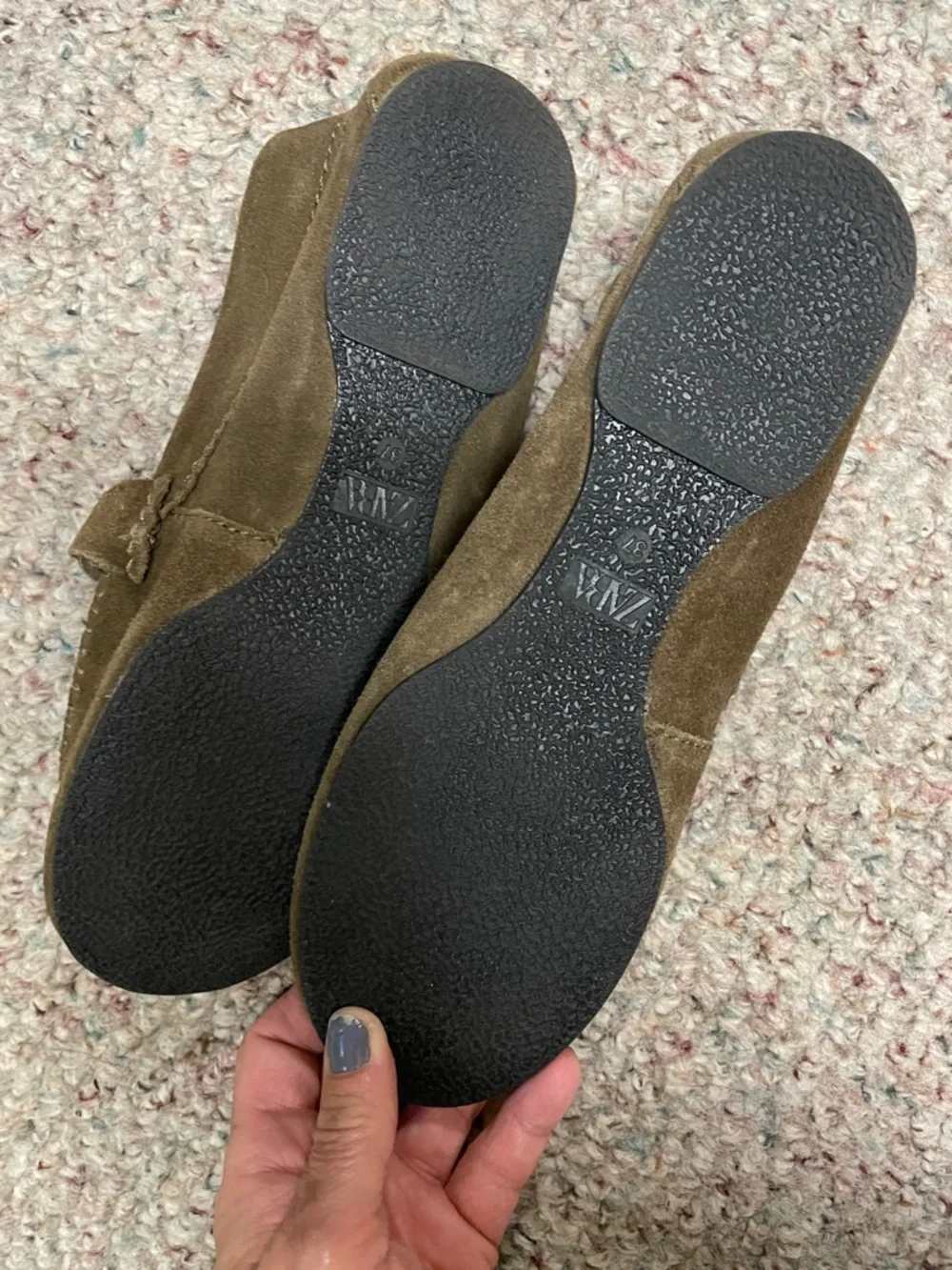 Zara Olive Green Suede Tassel flat Loafers - Picture 8 of 9